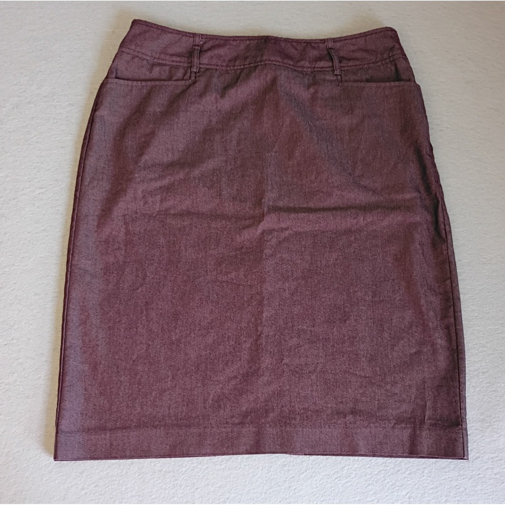 dressbarn Maroon/Purple Shimmer Pencil Midi Skirt Size 10 Fall Altered READ